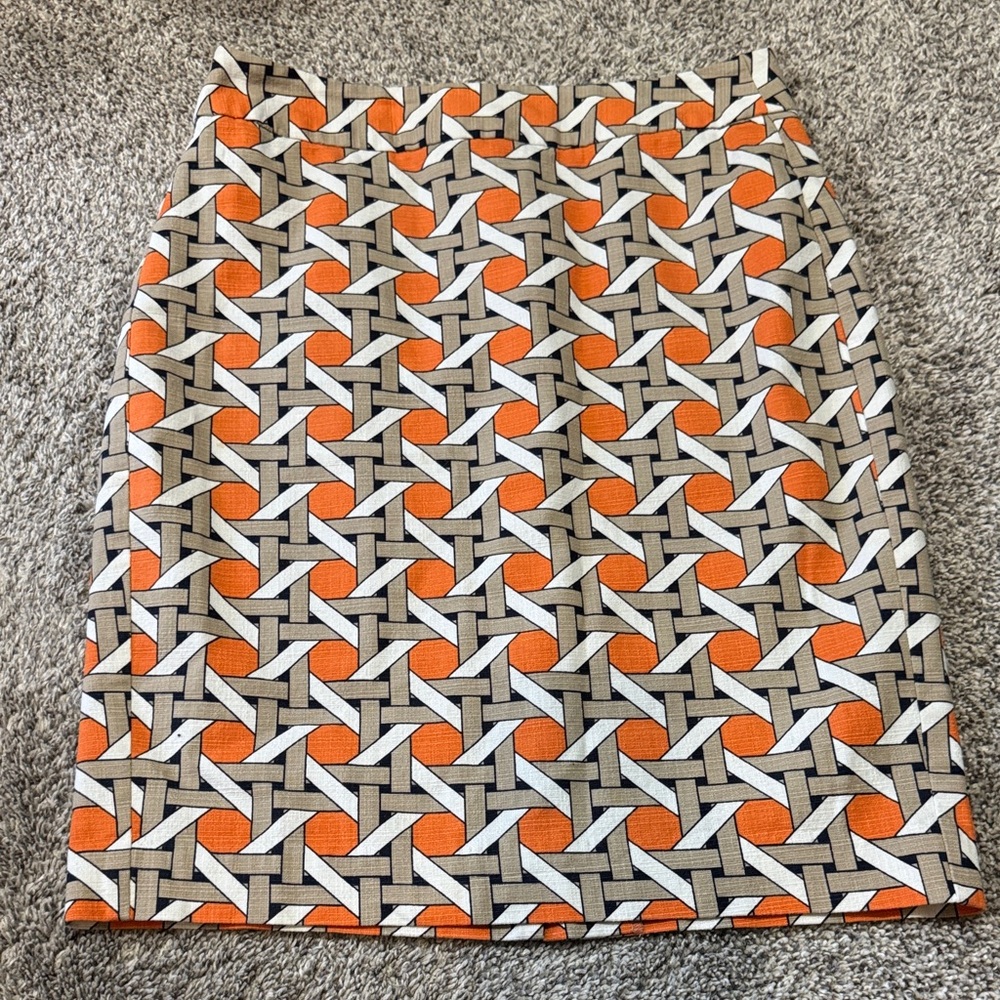 Geometric Patterned Orange and Gray Skirt